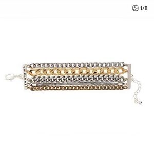 Jenny Bird Mixed Metal Curb Chain Layered Bracelet - Gold/Silver/Rose